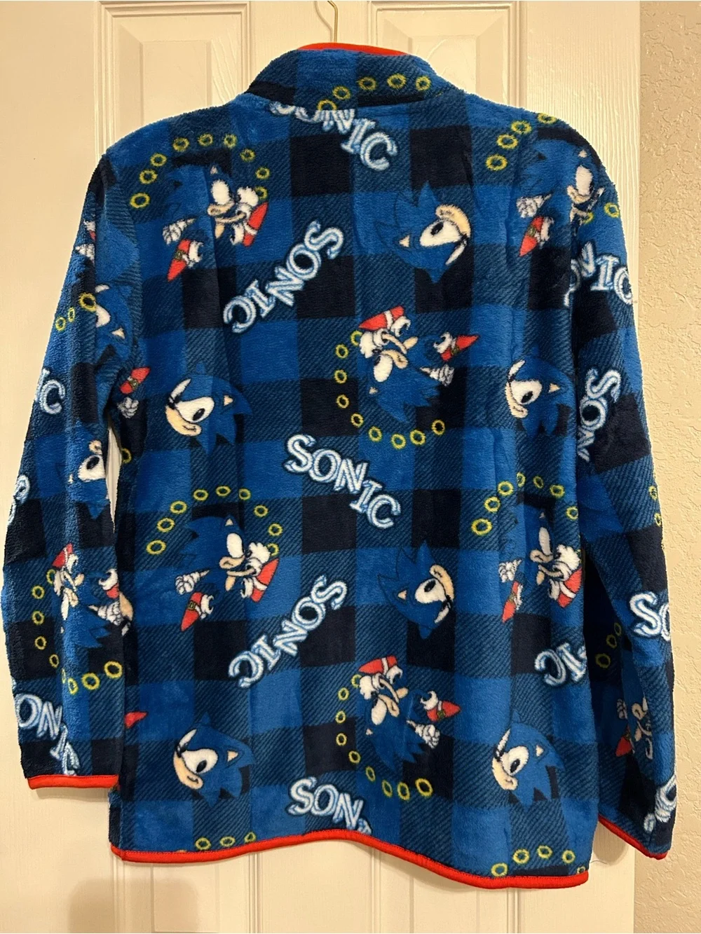 Sonic the Hedgehog Kids Blue Fleece Pullover with Red Pocket Trim